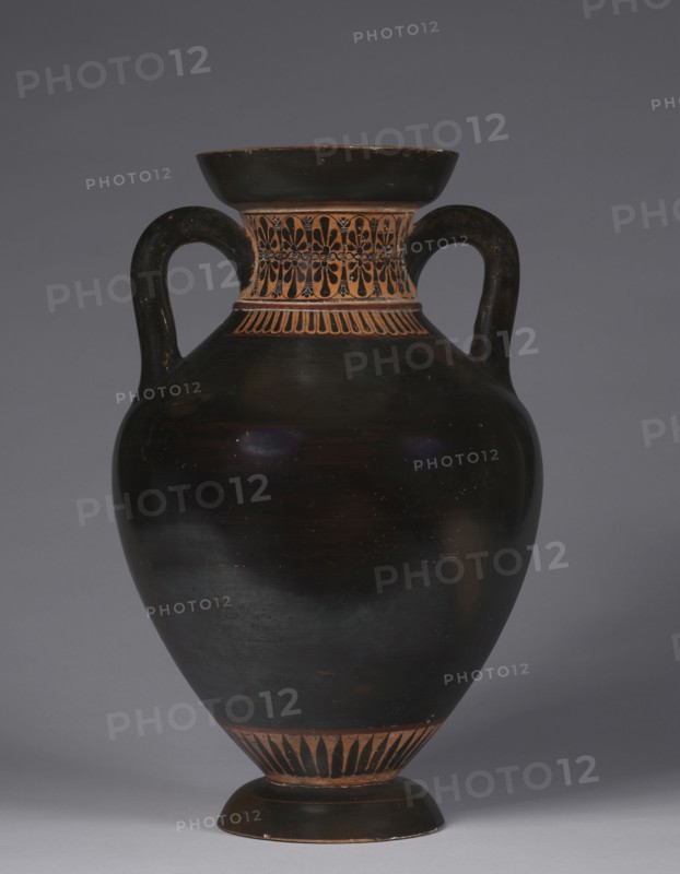 Panathenaic-shaped Amphora, 525-500 BC. Greece, 6th Century BC. Black-figure terracotta; overall: 41.4 cm (16 5/16 in.).