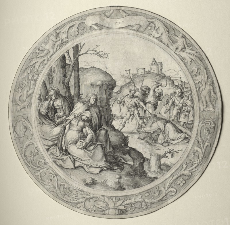 The Round Passion: Christ Carrying the Cross, 1509. Lucas van Leyden (Dutch, 1494-1533). Engraving