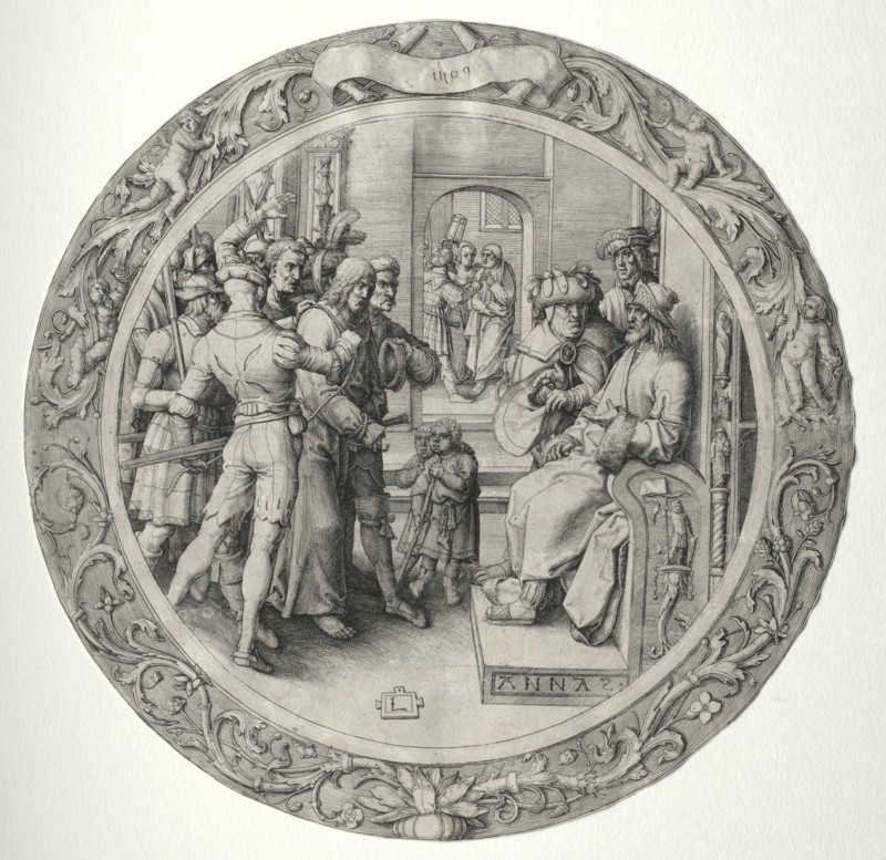 The Round Passion: Christ before the High Priest, 1509. Lucas van Leyden (Dutch, 1494-1533). Engraving