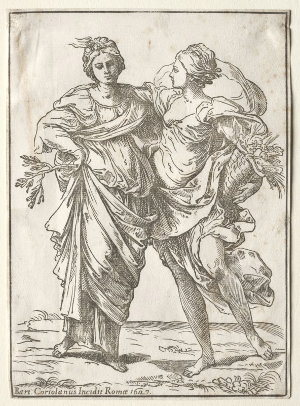 Alliance of Peace and Abundance, 1642. Bartolommeo Coriolano (Italian). Woodcut