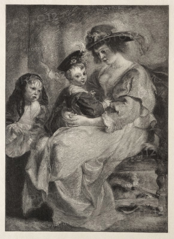 Helen Fourment and her Children, 1894. Timothy Cole (American, 1852-1931). Wood engraving