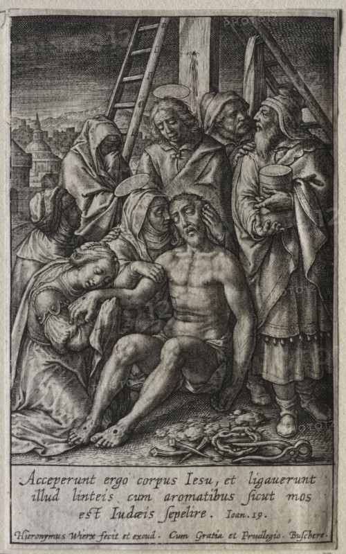 The Passion: Deposition from the Cross. Hieronymus Wierix (Flemish, 1553-1619). Engraving
