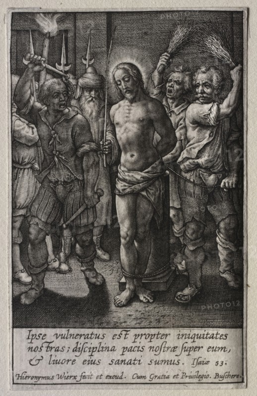 The Passion: The Flagellation. Hieronymus Wierix (Flemish, 1553-1619). Engraving