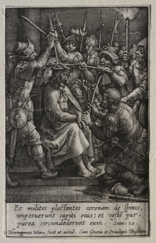 The Passion: The Crowning with Thorns. Hieronymus Wierix (Flemish, 1553-1619). Engraving