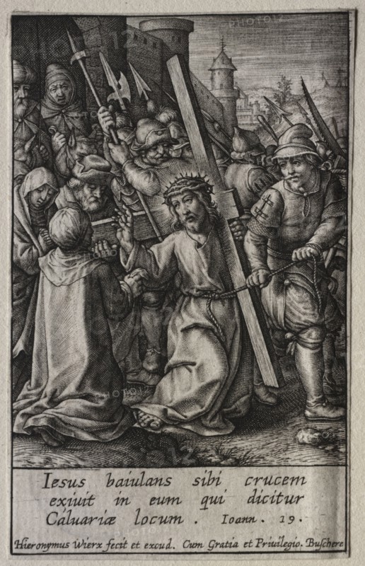 The Passion: Christ Carrying the Cross. Hieronymus Wierix (Flemish, 1553-1619). Engraving