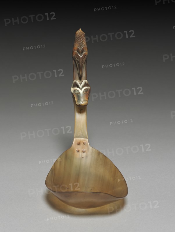 Spoon, late 1800s-early 1900s. America, Native North American, Northwest Coast, Tlingit ?, late 19th Century. Horn, copper; overall: 10 x 9.7 cm (3 15/16 x 3 13/16 in.).