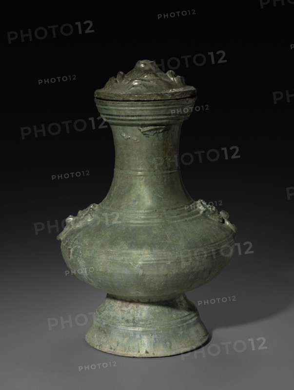Covered Jar (Hu), 25-220. China, Eastern Han dynasty (25-220). Earthenware with lead glaze; overall: 47 cm (18 1/2 in.).