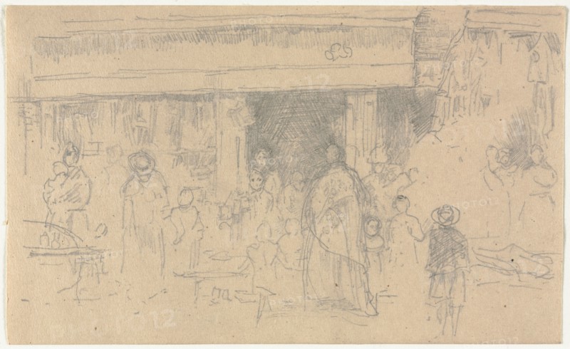 Shops at Chester. James McNeill Whistler (American, 1834-1903). Pencil