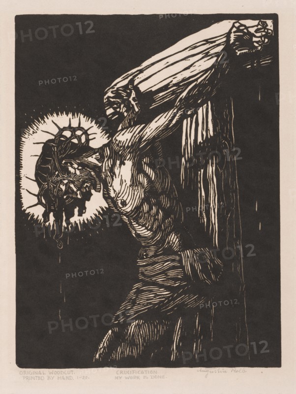 Crucifixion. Augustin Kolb (German, 1859-1942). Woodcut