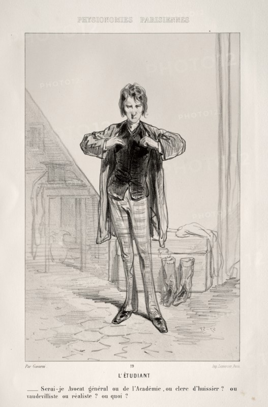 L'Étudiant. Paul Gavarni (French, 1804-1866). Lithograph