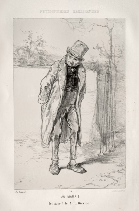In the Quarter of the Marais. Paul Gavarni (French, 1804-1866). Lithograph