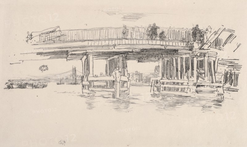 Old Battersea Bridge, 1879. James McNeill Whistler (American, 1834-1903). Lithograph