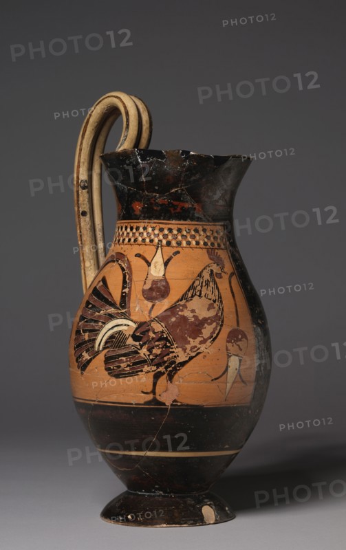 Corinthian Olpe (Pitcher), c. 575 BC. Greece, Corinth, 6th Century BC. Black-figure terracotta; overall: 35.5 cm (14 in.).