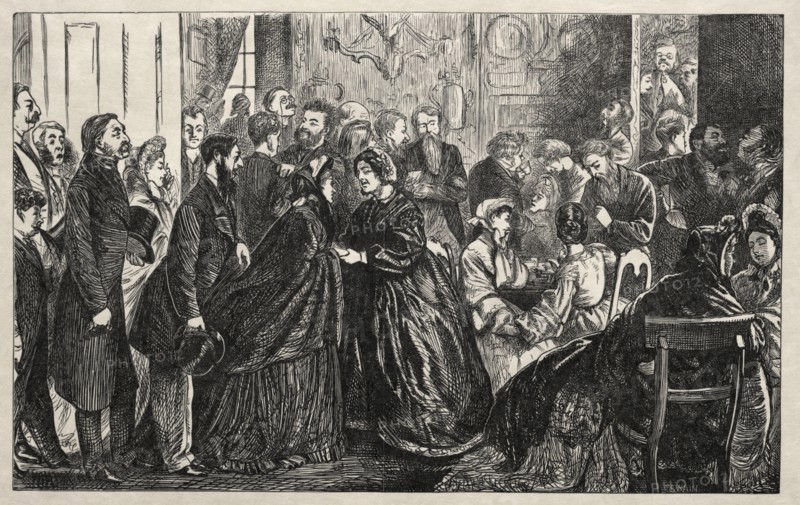 A Kettledrum in Mayfair, 1862. George Louis Palmella Busson Du Maurier (British, 1834-1896). Wood engraving