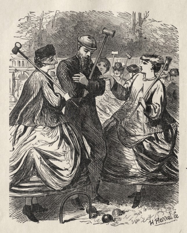 Our Croquet Party, 1864. George Louis Palmella Busson Du Maurier (British, 1834-1896). Wood engraving