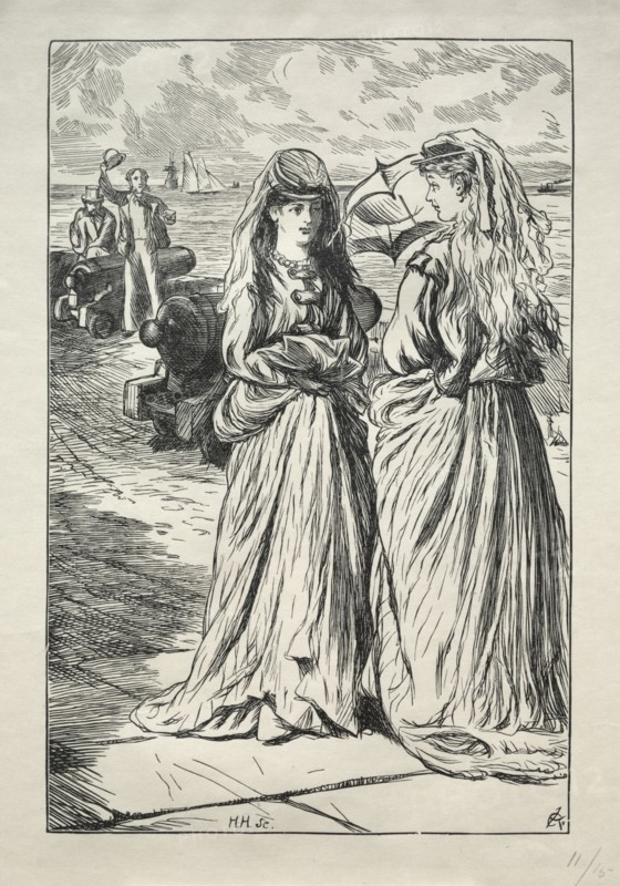 Lady Nelly - the Flirt, 1865. Charles Samuel Keene (British, 1823-1891). Wood engraving