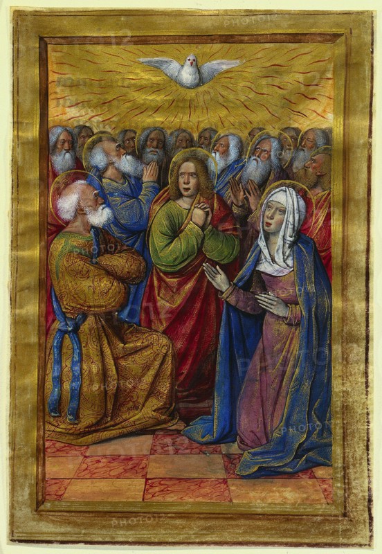 Miniature from a Book of Hours: The Pentecost, c. 1500. Jean Poyet (French). Tempera, and gold on vellum; sheet: 17.5 x 11.7 cm (6 7/8 x 4 5/8 in.)