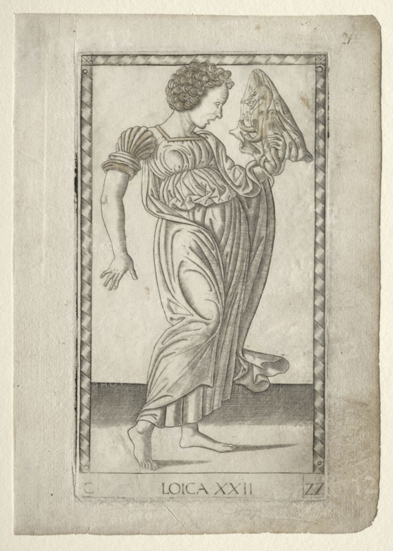 Logic (from the Tarocchi, series C:  Liberal Arts, #22), before 1467. Master of the E-Series Tarocchi (Italian, 15th century). Engraving