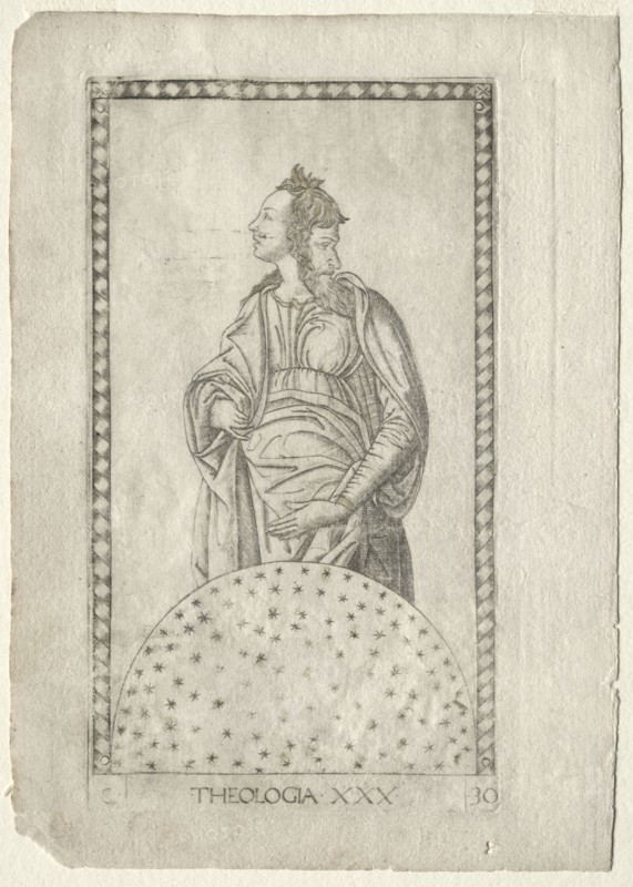 Theology (from the Tarocchi, series C:  Liberal Arts, #30), before 1467. Master of the E-Series Tarocchi (Italian, 15th century). Engraving