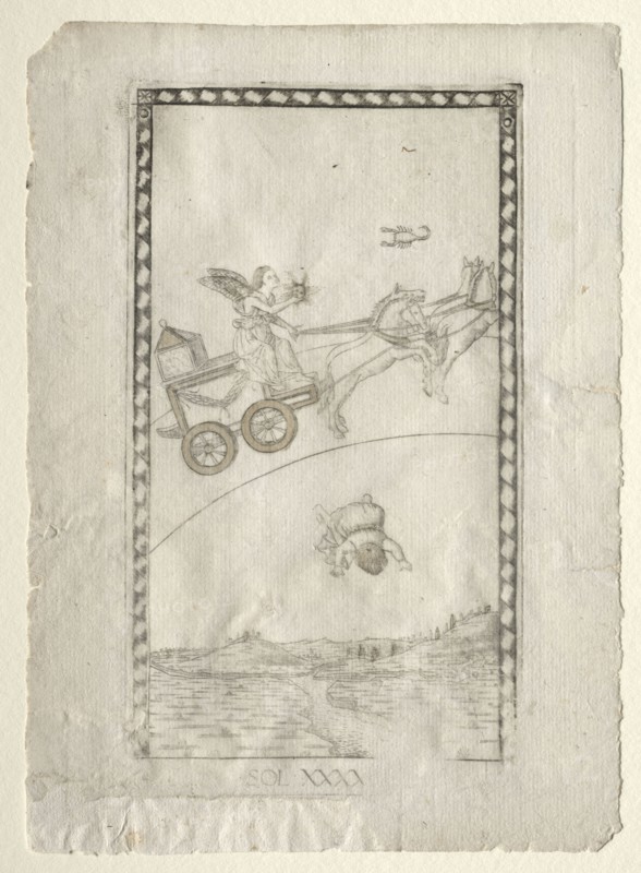 Sun (from the Tarocchi, series A:  Firmaments of the Universe, #44), before 1467. Master of the E-Series Tarocchi (Italian, 15th century). Engraving