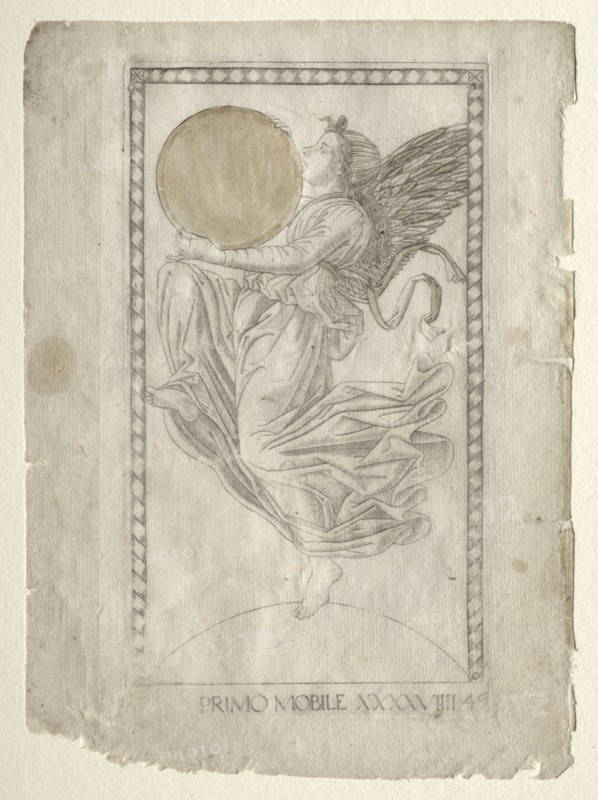 The Angel of the Ninth Sphere (from the Tarocchi, series A:  Firmaments of the Universe, #49), before 1467. Master of the E-Series Tarocchi (Italian, 15th century). Engraving
