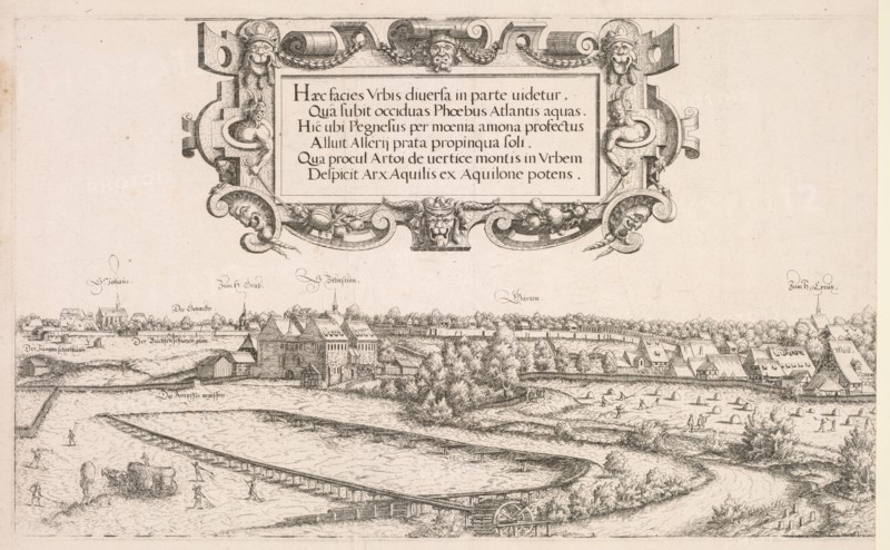 Panoramic View of Nuremberg:  Left Portion, 1552. Hanns Lautensack (German, 1524-1566). Etching