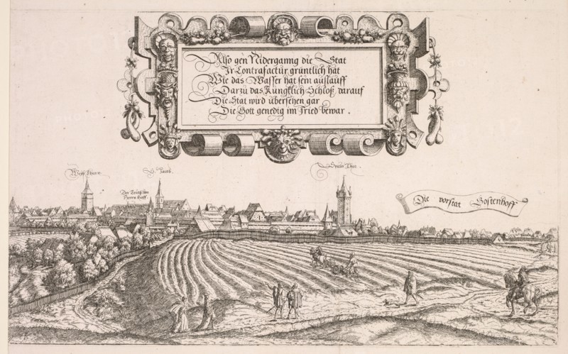Panoramic View of Nuremberg:  Right Portion, 1552. Hanns Lautensack (German, 1524-1566). Etching
