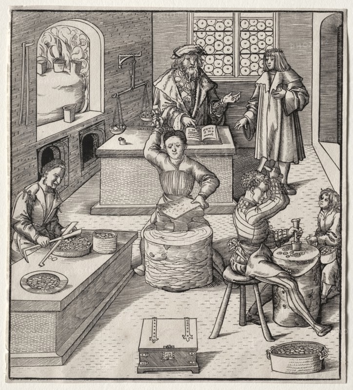 Young Maximilian in the Mint. Leonhard Beck (German, c. 1480-1542). Woodcut
