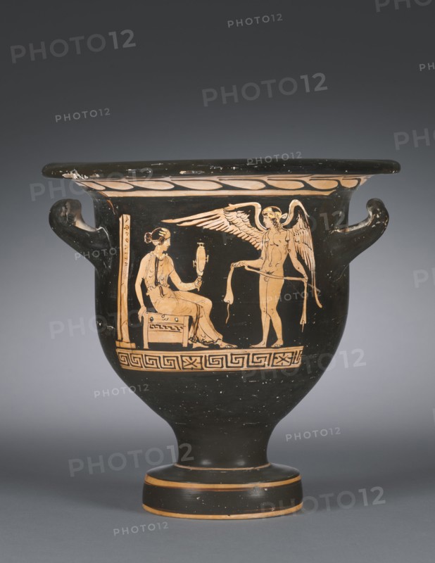 Bell Krater, 300s BC. Greece, Apulia, 4th Century BC. Red-figure terracotta; overall: 30.5 cm (12 in.).