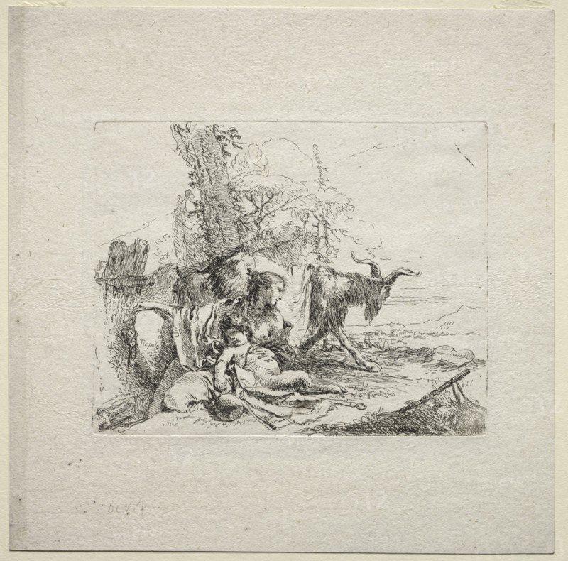 Various Caprices:  The Woman with Tambourine, 1785. Giovanni Battista Tiepolo (Italian, 1696-1770). Etching