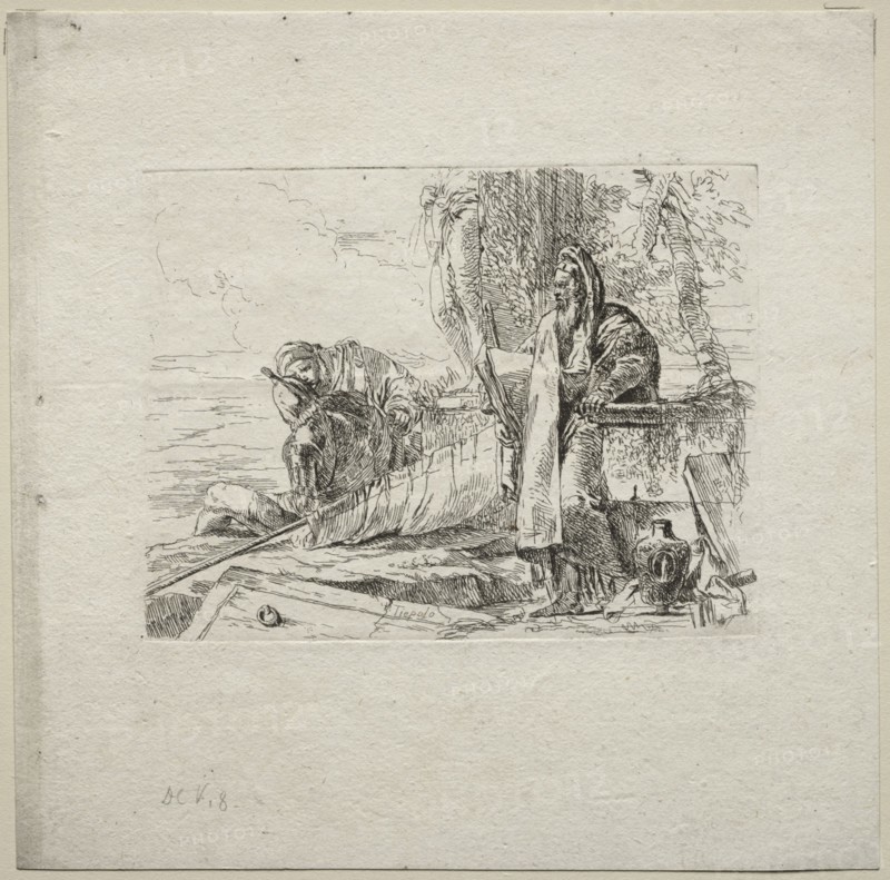 Various Caprices:  The Philosopher Standing with Book, 1785. Giovanni Battista Tiepolo (Italian, 1696-1770). Etching