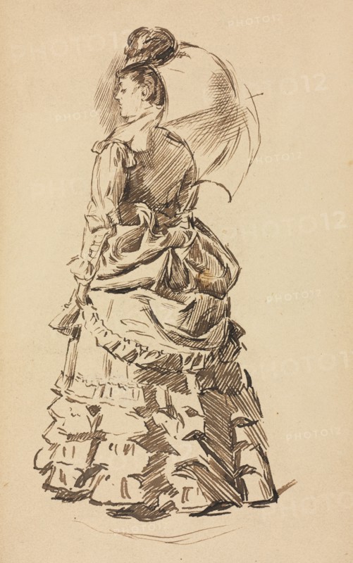 Study for "Mind and Matter". Charles Samuel Keene (British, 1823-1891). Pen and ink; sheet: 21.5 x 12.8 cm (8 7/16 x 5 1/16 in.).