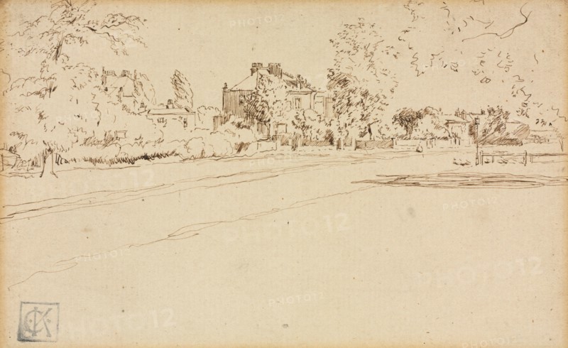 House in Hammersmith. Charles Samuel Keene (British, 1823-1891). Pen and ink; sheet: 11.5 x 17.8 cm (4 1/2 x 7 in.).