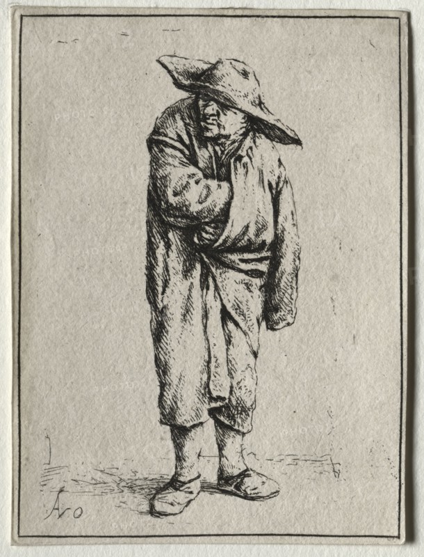Peasant with his hand in his cloak. Adriaen van Ostade (Dutch, 1610-1684). Etching