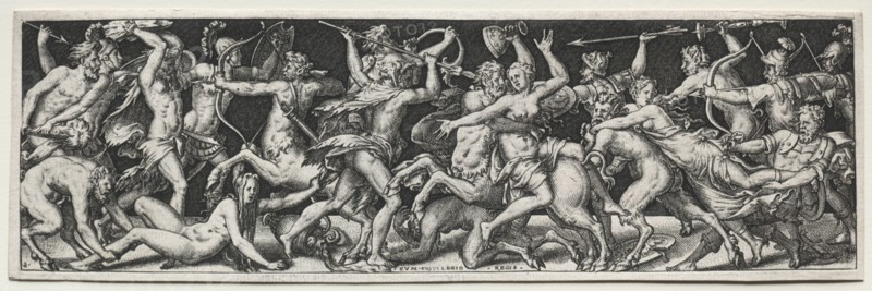 Combats and Triumphs. Etienne Delaune (French, 1518/19-c. 1583). Engraving; image: 6.6 x 21.9 cm (2 5/8 x 8 5/8 in.); secondary support: 7.1 x 22.5 cm (2 13/16 x 8 7/8 in.)