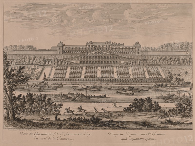 Chateau of St. Germain en Laye from the River. Jacques Rigaud (French, 1681-1754). Engraving