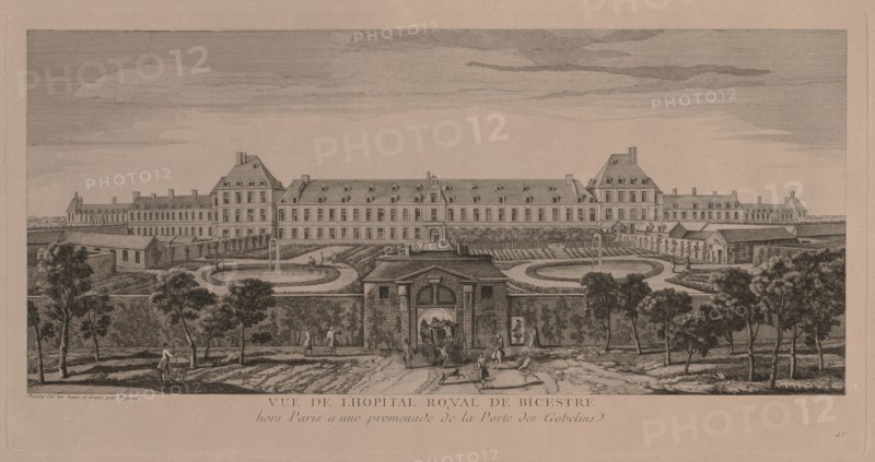 The Royal Hospital of Bicestre. Jacques Rigaud (French, 1681-1754). Engraving