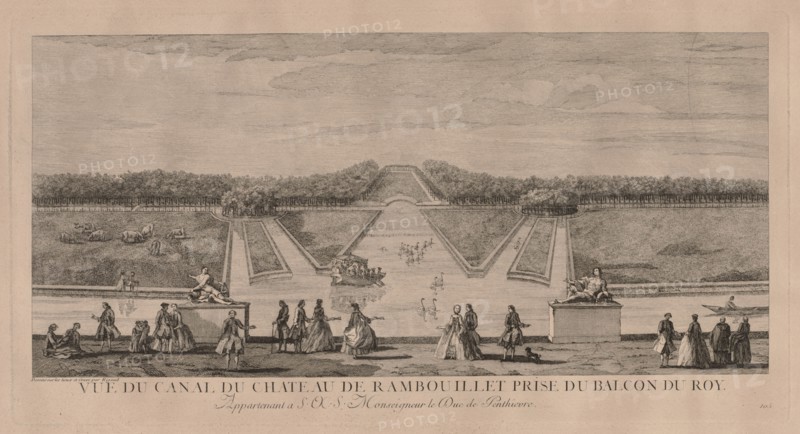 The Chateau from the Canal at Rambouillet. Jacques Rigaud (French, 1681-1754). Engraving