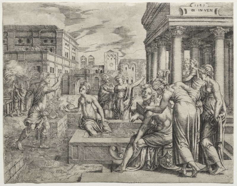 Bathsheba in the Bath, 1549. Cornelis Massys (Flemish, 1510/11-1556/57). Engraving