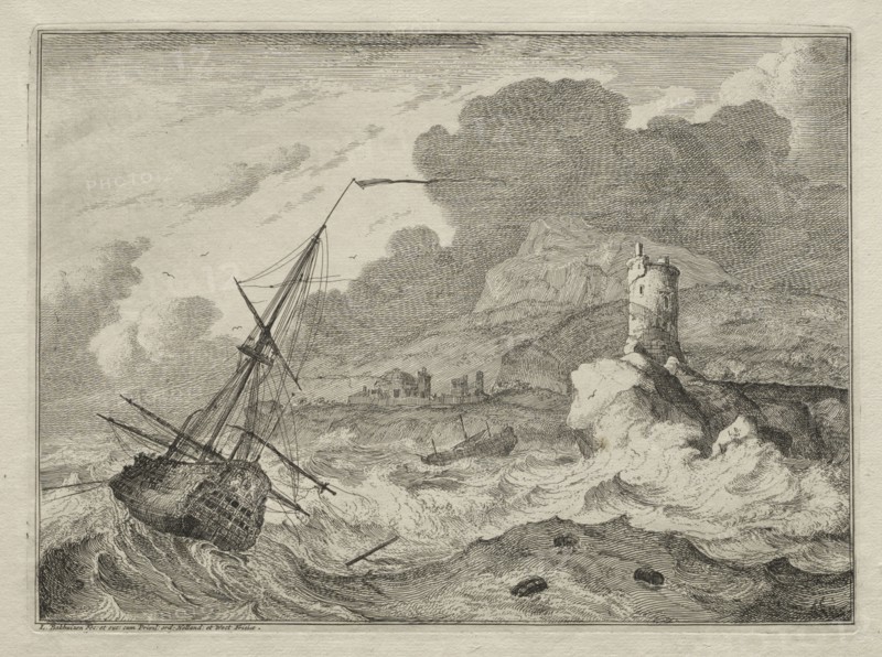 Storm at Sea, 1701. Ludolf Backhuysen (Dutch, 1631-1708), Ludolf Backhuysen (Dutch, 1631-1708). Etching; sheet: 22 x 29.8 cm (8 11/16 x 11 3/4 in.); platemark: 17.5 x 23.9 cm (6 7/8 x 9 7/16 in.)