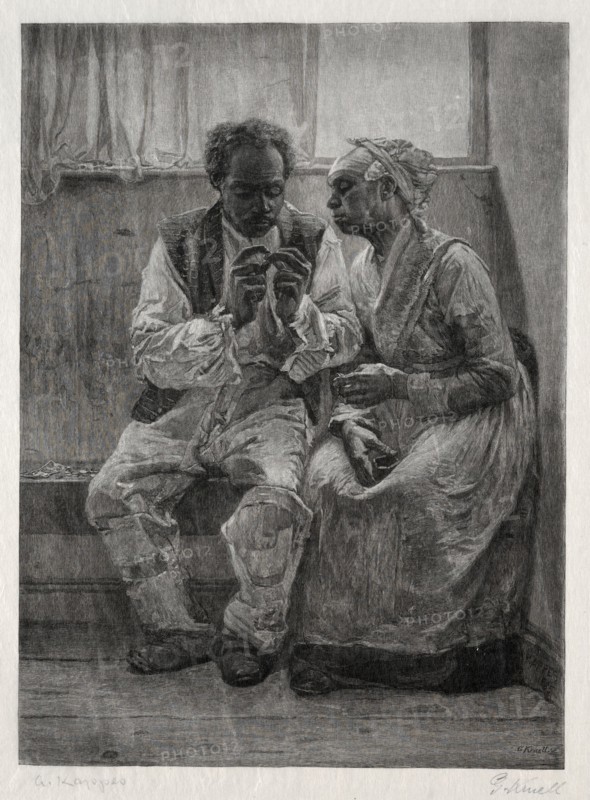 Rent Day, 1887. Gustav Kruell (American, 1843-1907). Wood engraving