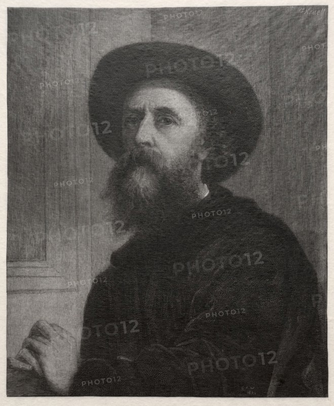 George Frederick Watts, 1887. Gustav Kruell (American, 1843-1907). Wood engraving