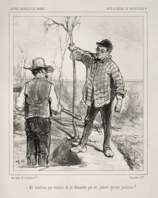 Faite et Gestes du Propriétaire. Paul Gavarni (French, 1804-1866). Lithograph