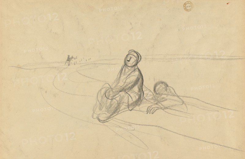 Two Figures on a Road, c. 1919. Jean Louis Forain (French, 1852-1931). Black crayon; sheet: 37 x 53.1 cm (14 9/16 x 20 7/8 in.).