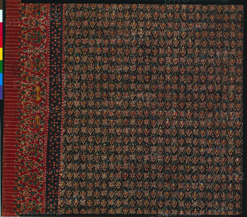 Loin Cloth "Pha nung" or Cloth for Wrapped Garment, late 1800s - early 1900s. India, East Coast, late 19th - early 20th century. Tabby weave, mordant resist and batik; cotton; overall: 97.8 x 325.1 cm (38 1/2 x 128 in.)