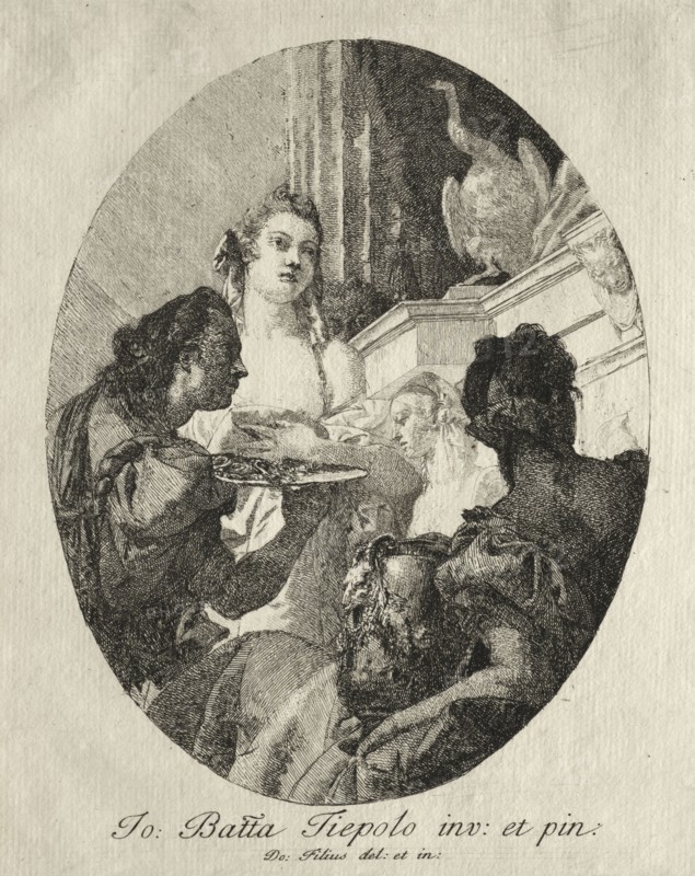 Three Women Presenting Gifts of Marc Anthony to Cleopatra. Giovanni Domenico Tiepolo (Italian, 1727-1804). Etching
