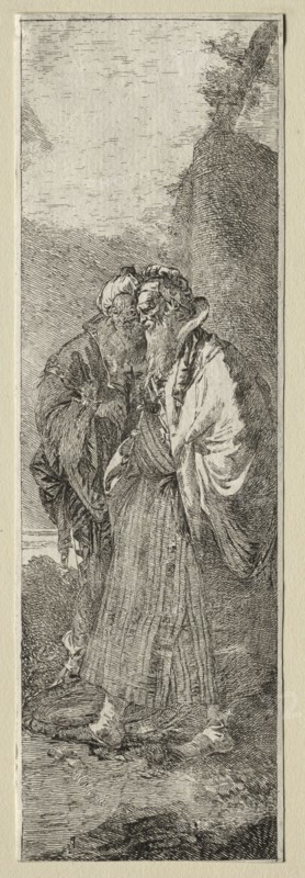 Two Old Men in a Landscape. Giovanni Domenico Tiepolo (Italian, 1727-1804). Etching