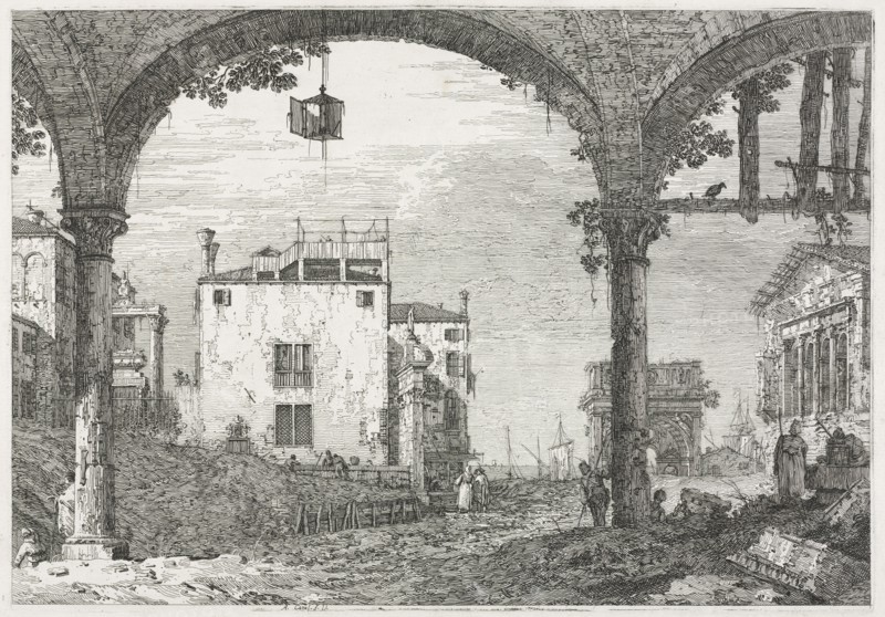 Views: The Portico with the Lantern, 1735-1746. Antonio Canaletto (Italian, 1697-1768). Etching