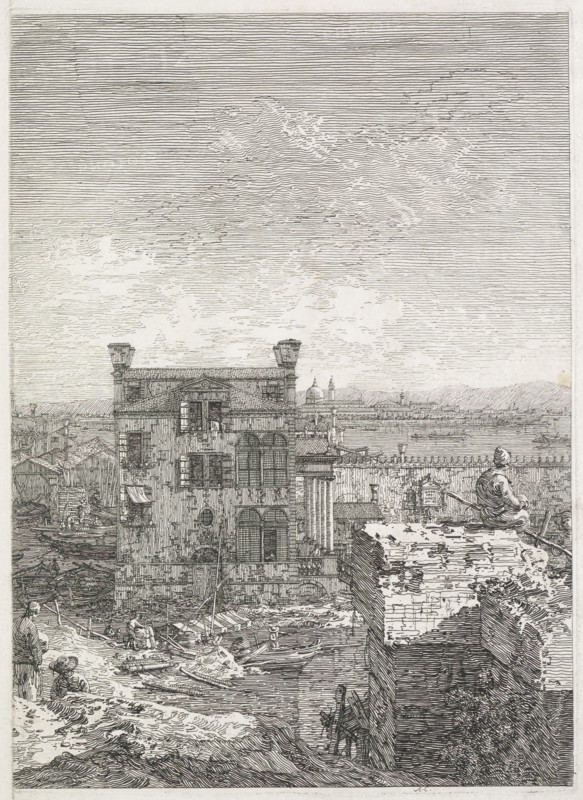Views:  A House Surrounded by Six Columns, 1735-1746. Antonio Canaletto (Italian, 1697-1768). Etching