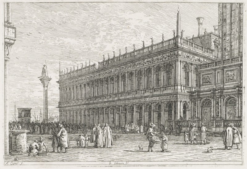 Views:  The Library, Venice, 1735-1746. Antonio Canaletto (Italian, 1697-1768). Etching; platemark: 14.5 x 21 cm (5 11/16 x 8 1/4 in.)